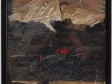 tableau représentant un ours noir tenant une rose rouge dans la gueule
