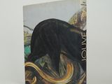 an image of a book with a painting of a black cat on it