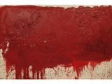 une image représentant un tableau avec de la peinture rouge sur fond blanc