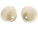 pair of white ceramic bowls on a white background