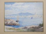a picture of a painting of a sailboat on the water
