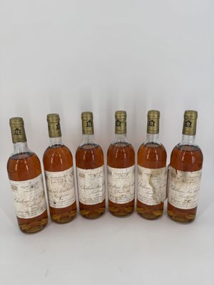 6 bouteilles Château Les Justices, appellation Sauternes, mi…