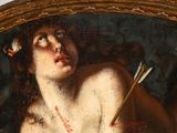 a painting of a woman with an arrow in her hand