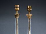 paire de bougeoirs anciens en laiton et cristal