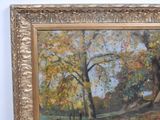 a picture of a painting of a park in the fall