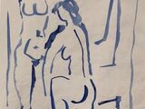 dessin représentant un homme et une femme debout devant un miroir