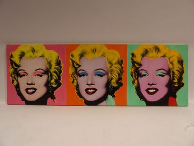 ANDY WARHOL (1928-1987), d'après, Huile sur toile "3 Marylin…