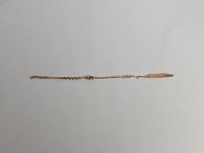 quelqu'un tient un morceau de papier qui a été coupé en deux avec un couteau