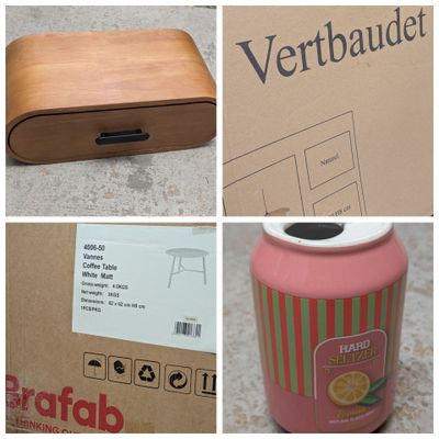 plusieurs photos d'une boîte contenant une bouteille de soda et d'une boîte contenant une canette de soda