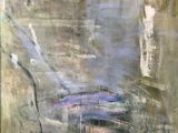 abstract painting of a vase with flowers in it on a table