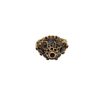 a close up of a ring on a white background