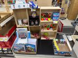 a display of toys and other items in a store