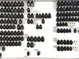 a picture of a display of black bugs on a wall