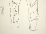 drawing of two vases with faces on them on a white surface
