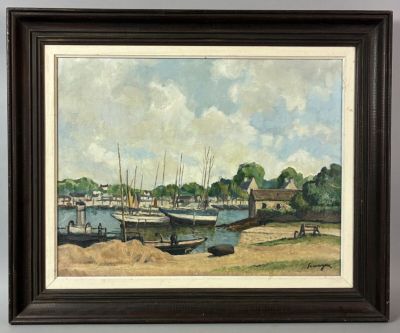 une image d'une peinture de bateaux sur l'eau