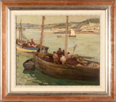 une image représentant un tableau où l'on voit un groupe de personnes sur un bateau au milieu de l'eau