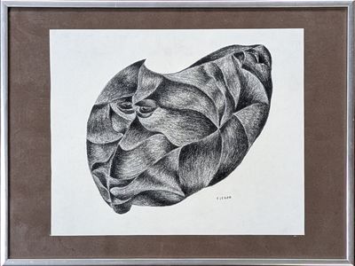 a black and white drawing of a flower in a frame