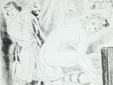 pencil drawing of a man and a woman in a room