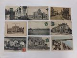 several old black and white photographs of people in front of a church