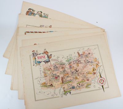 trois anciennes cartes des États-Unis d'Amérique sur fond blanc