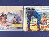deux affiches de cinéma représentant un homme et une femme allongés sur un lit