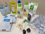 many different types of cleaning products on the counter