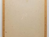 painting on the wall of a white room with a wooden frame on the floor