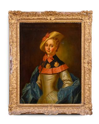 portrait of a woman in a blue dress and a straw hat