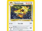a close up of a pokemon card with a bird on it