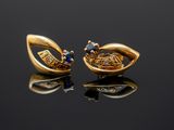 pair of 18k yellow gold earrings with sapphires and diamonds
