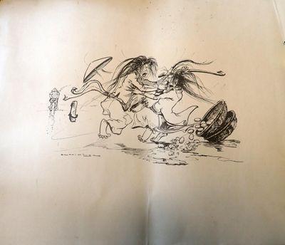 un dessin représentant un lapin et un autre lapin sur une feuille de papier