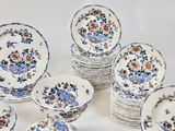 a lot of plates that are sitting on a table