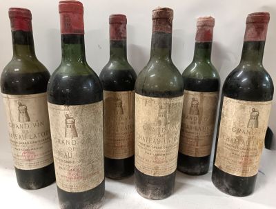 6 bt Grand vin de château Latour 1954 GCC Pauillac (3 niveau…