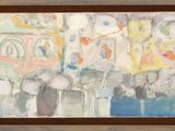 une image d'une peinture représentant un groupe de personnes devant un bâtiment