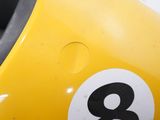 a close up of a number eight on a yellow race car
