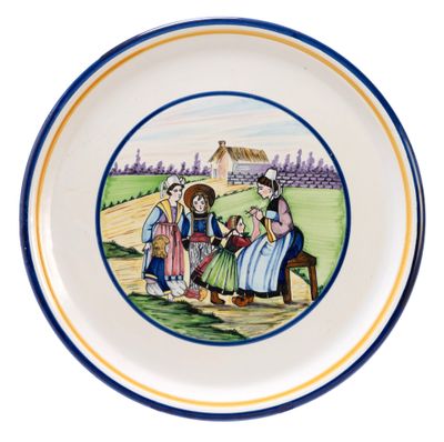 an image of a plate with a picture of people on it