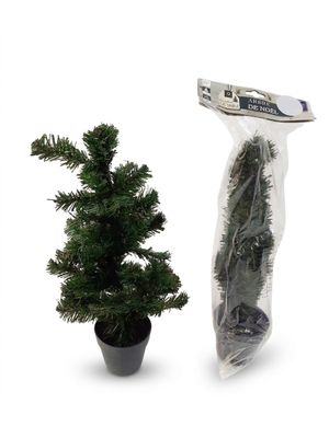 un petit sapin de Noël à côté d'un petit sapin de Noël en pot