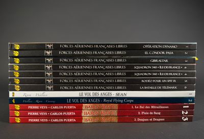 several books stacked on top of each other on a table