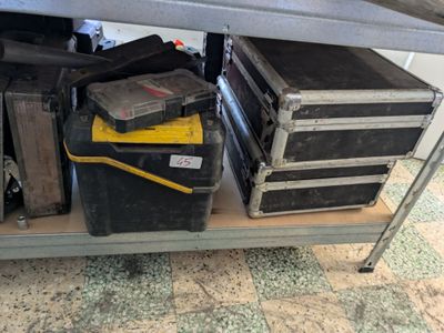 a shelf with many different types of tools on top of it