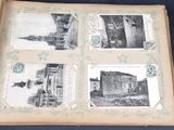 four old photos of a building in a book