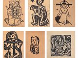 un ensemble de six gravures en noir et blanc représentant des figures religieuses