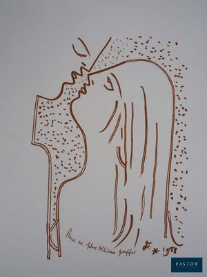 un dessin représentant le visage d'une femme sur une feuille de papier