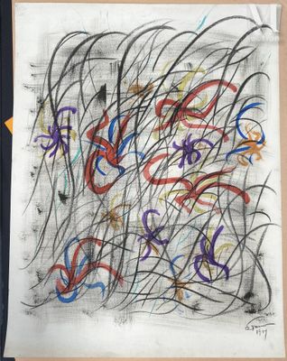 dessin représentant un dessin d'un ensemble de notes de musique sur une feuille de papier