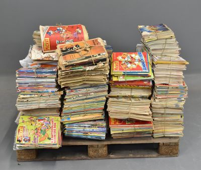 a pile of children ' s books sitting on a pallet