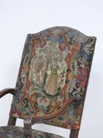 Fauteuil à haut dossier droit en bois naturel mouluré, sculp… (photo 2)