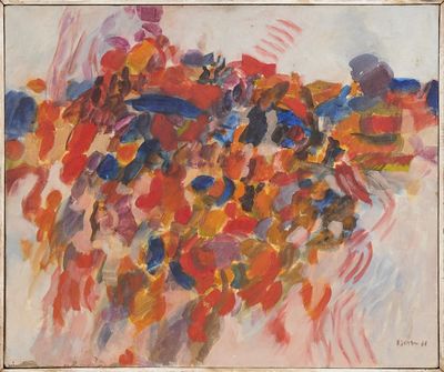 une image représentant un tableau représentant un bouquet de fleurs dans un vase