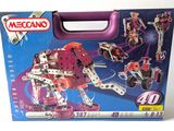 toys are in a purple case on a white surface