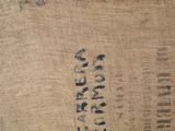a close up of a sack with a label on it
