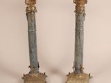 paire de socles anciens en marbre et laiton, à colonnes