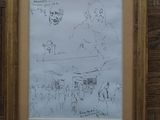 painting of a drawing of a man on a horse drawn by a child